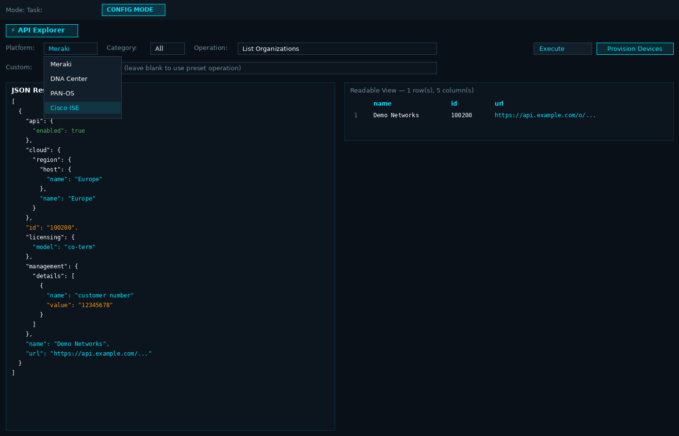 API Explorer - results view