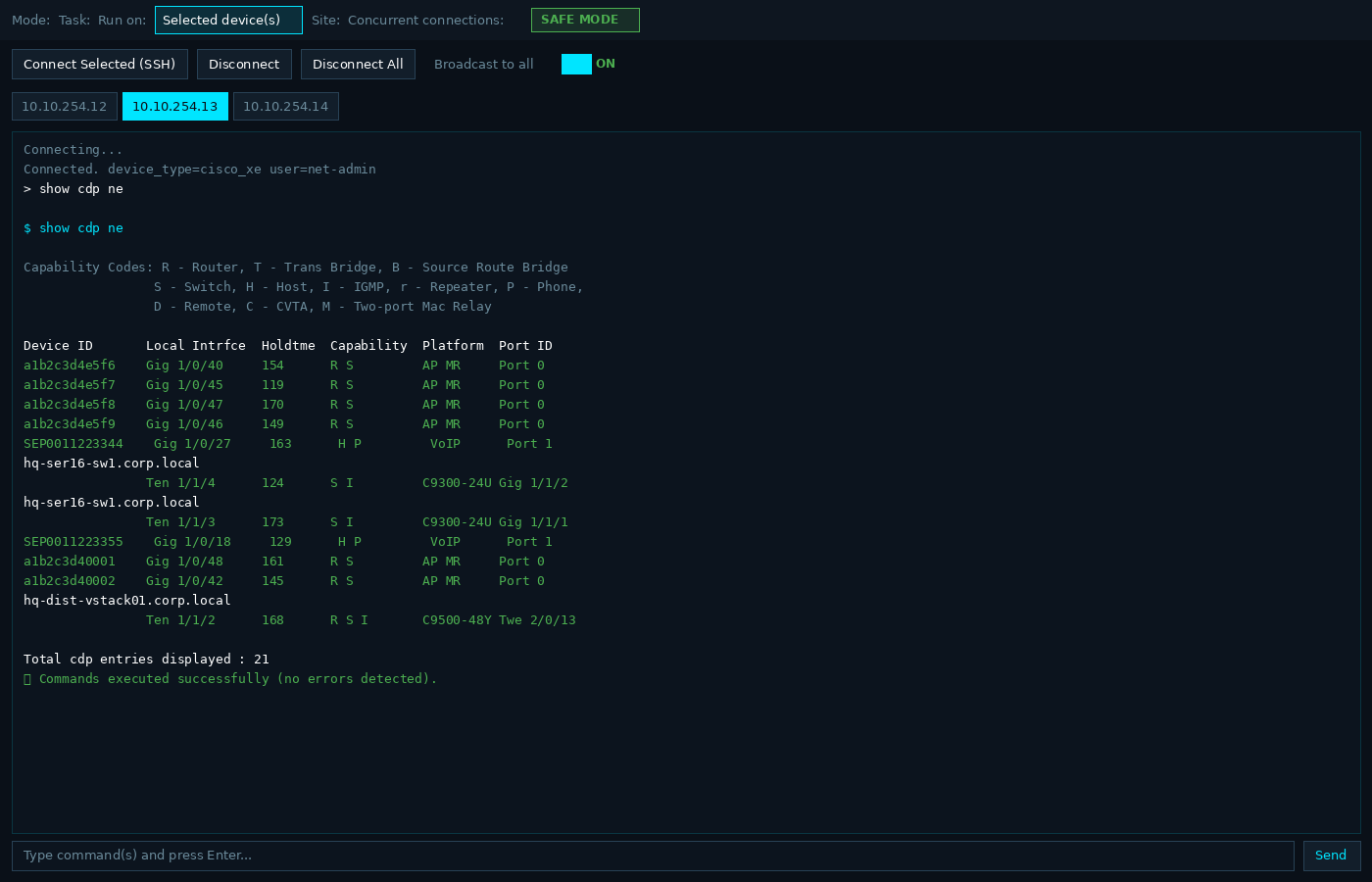 SSH Terminal - CDP output