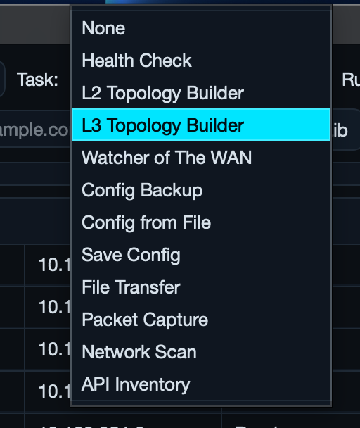 Built-in task menu